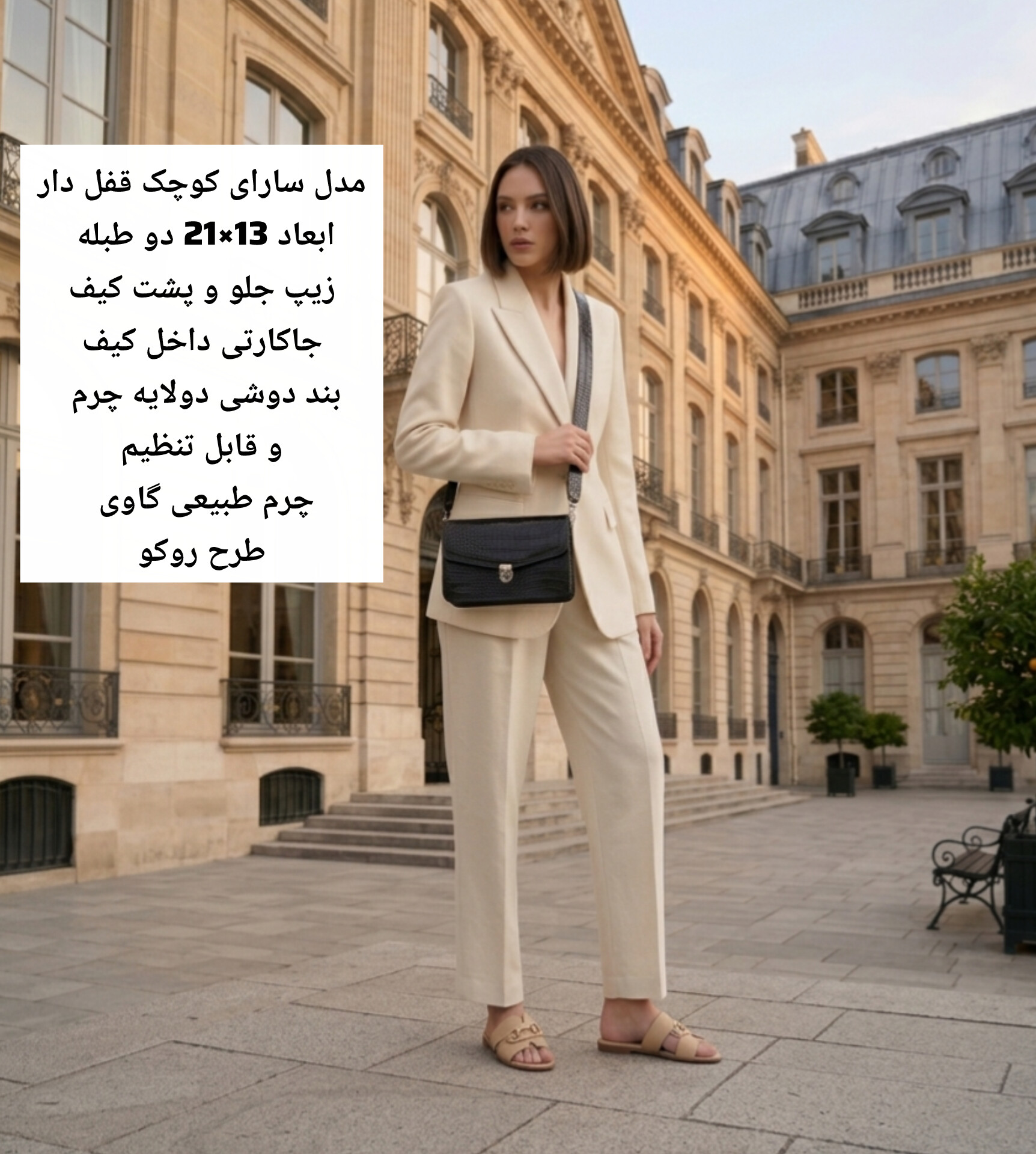 کیف دوشی چرم طبیعی گاوی دو طبله  ،  زنانه ، دخترانه شیک و مجلسی مناسب استفاده روزمره و مهمانی
